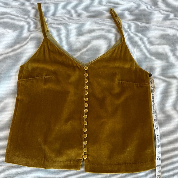 Madewell Tops - MADEWELL: Velvet Button-Front Camisole Top - Mustard/ochre